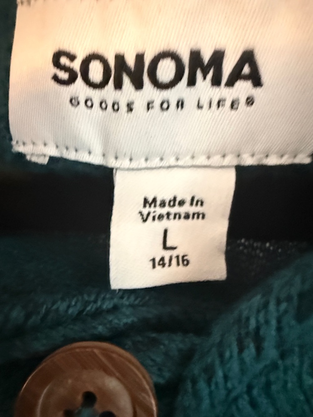 Sonoma Teal Crewneck Sweater with Button Collar - Picture 2 of 6